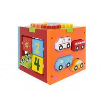 Stabiler Motorikwürfel aus Holz mit fünf bespielbaren Flächen ab 12 Monaten Holzspielzeug Kinderspielzeug - Spielwaren - Personalisiert