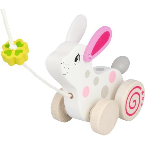 Goki 54897 – Ziehtier Hase aus Holz | Nachziehspielzeug ab 1 Jahr - Spielwaren - Personalisiert