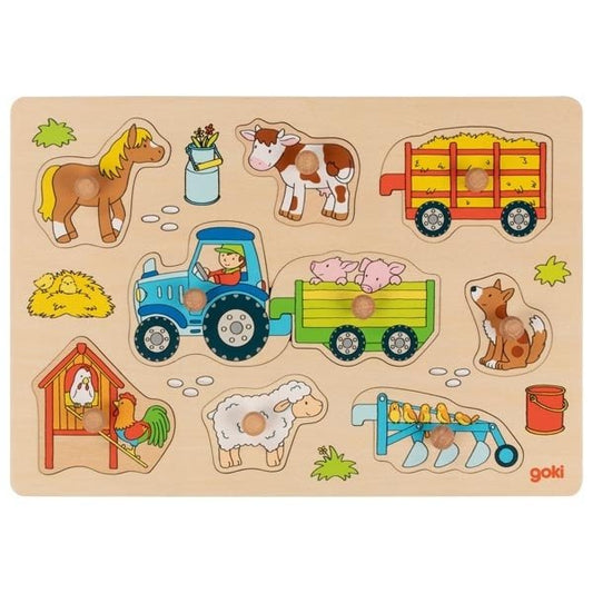 JETZT NEU Personalisiert gelasert Setzpuzzle Bauernhof Steckspiel Holz Puzzle Kinder Spielzeug Steckpuzzle Puzzle Bauernhof Tiere 9 Teilig - Spielwaren - Personalisiert