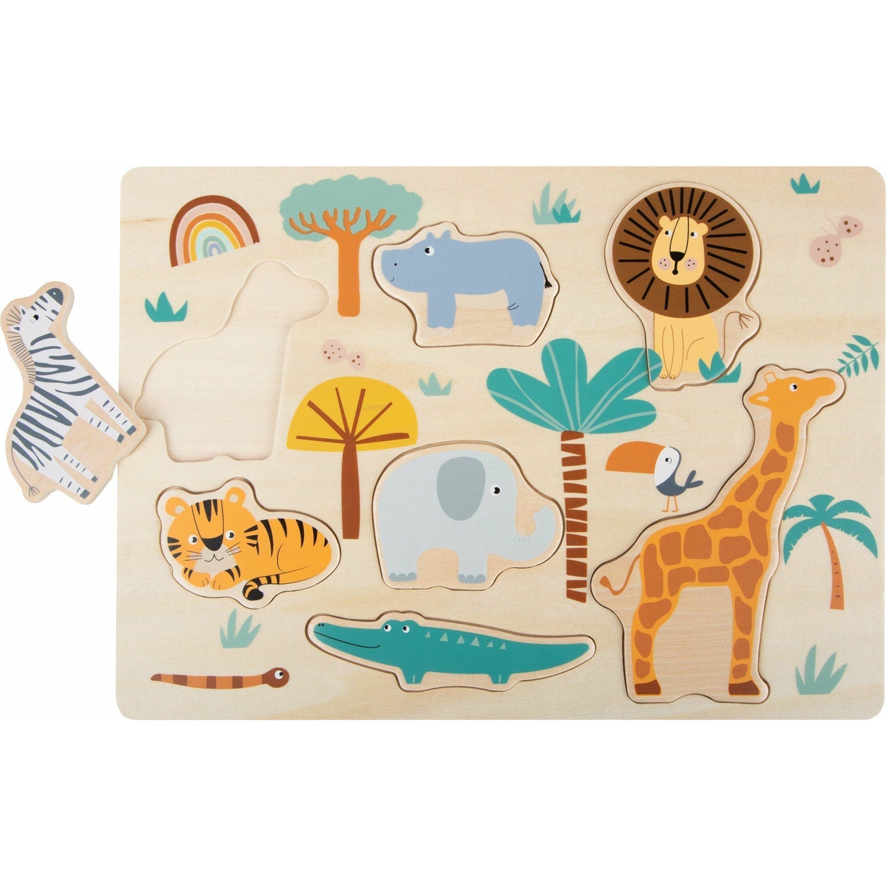 JETZT NEU Personalisiert gelasert Setzpuzzle Holz Wildtiere Löwe Zebra Puzzle für Kinder Holzspielzeug Steckpuzzle Maße: ca. 30 x 22 x 1 cm - Spielwaren - Personalisiert