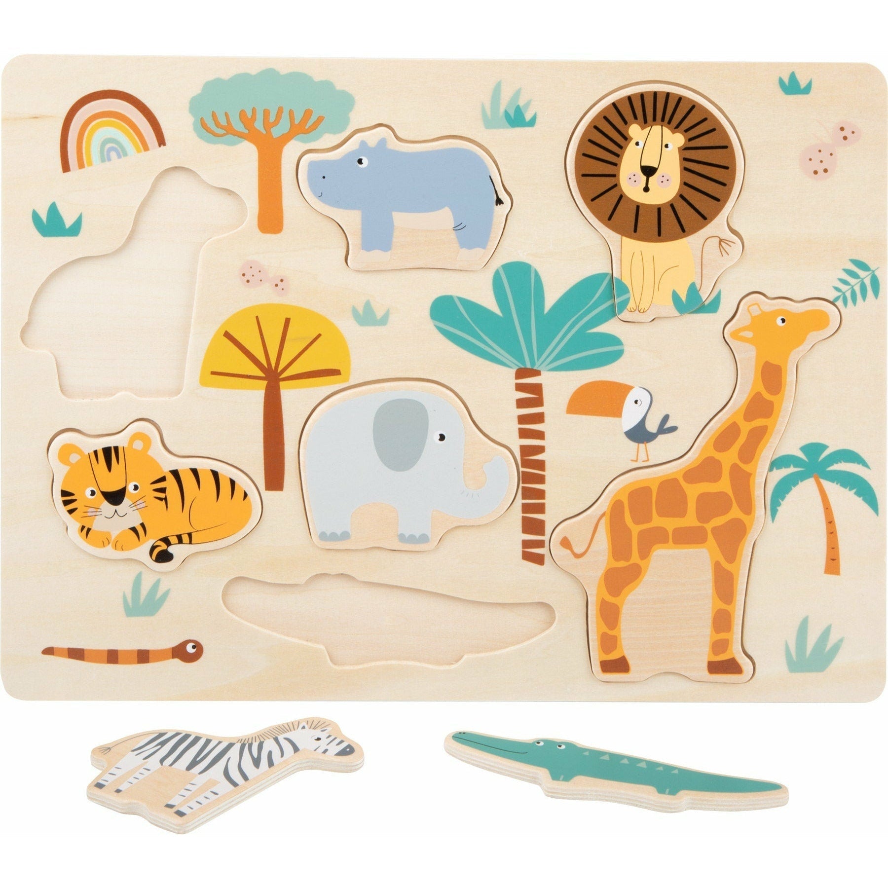 JETZT NEU Personalisiert gelasert Setzpuzzle Holz Wildtiere Löwe Zebra Puzzle für Kinder Holzspielzeug Steckpuzzle Maße: ca. 30 x 22 x 1 cm - Spielwaren - Personalisiert