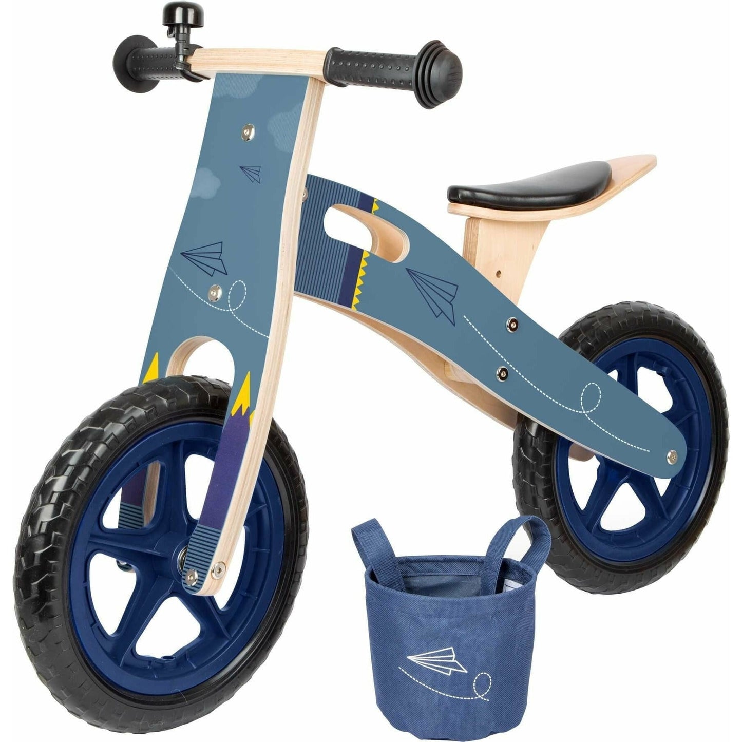 Laufrad Blau,(Name incl.) Kinder Rad, Holz Laufrad, Roller für Kinder Kinderspielzeug Tragegurt small foot - Spielwaren - Personalisiert