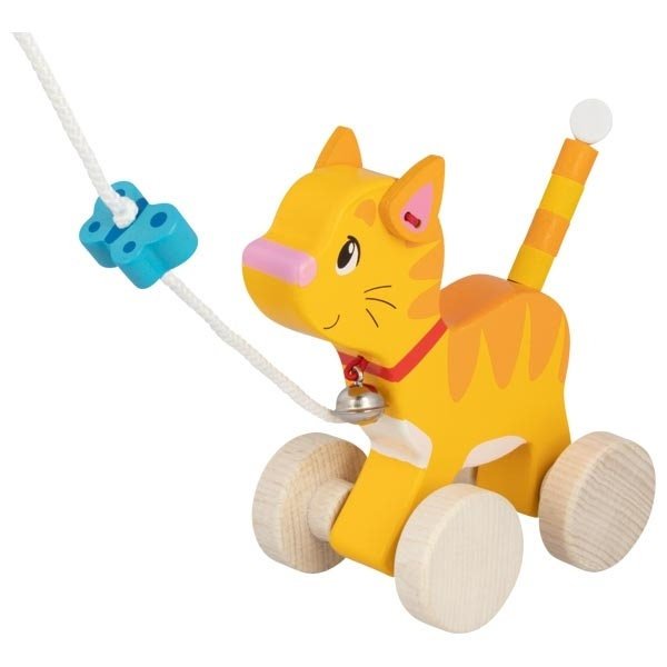 Personalisiert Nachziehe Spielzeug Katze aus Holz Ziehspielzeug Holzspielzeug Kinderspielzeug ab 1 Jahre Goki - Spielwaren - Personalisiert