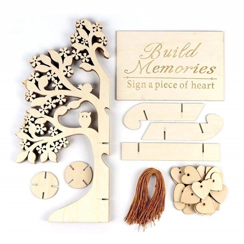 Personalisierter Hochzeitsbaum - Gäste Baum Deko Hochzeit Gästebuch Holz Baum 40 - 60 - 80 Schilder je nach Ausführung Hochzeit Herzen - Spielwaren - Personalisiert