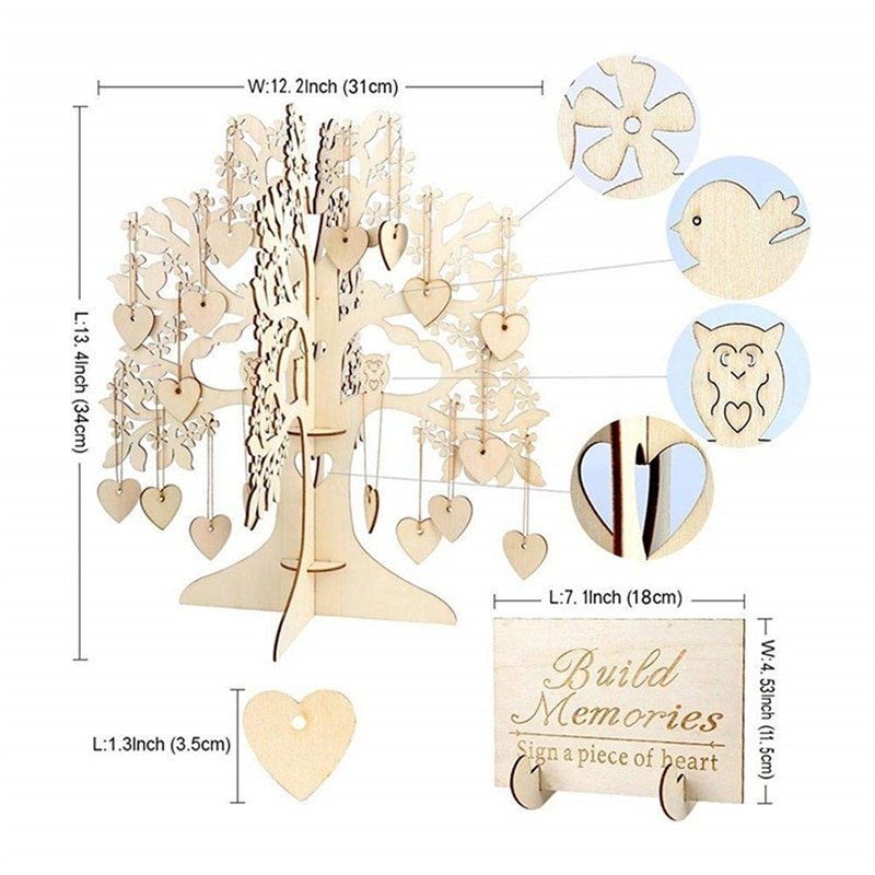 Personalisierter Hochzeitsbaum - Gäste Baum Deko Hochzeit Gästebuch Holz Baum 40 - 60 - 80 Schilder je nach Ausführung Hochzeit Herzen - Spielwaren - Personalisiert