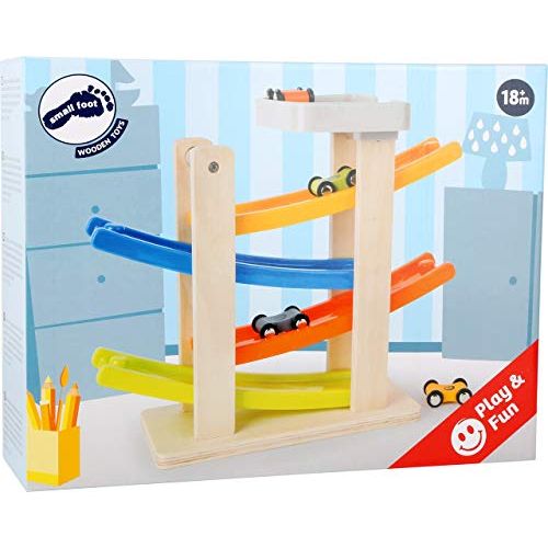Rennbahn mit Parkdeck aus Holz – personalisierbar, inkl. 4 Autos | small foot 10602 - Spielwaren - Personalisiert