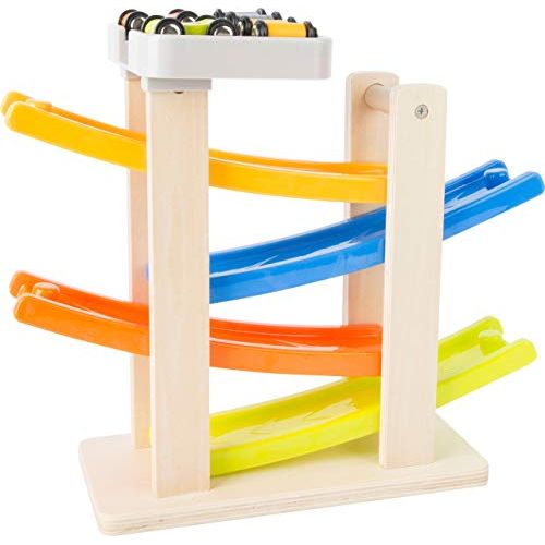 Rennbahn mit Parkdeck aus Holz – personalisierbar, inkl. 4 Autos | small foot 10602 - Spielwaren - Personalisiert