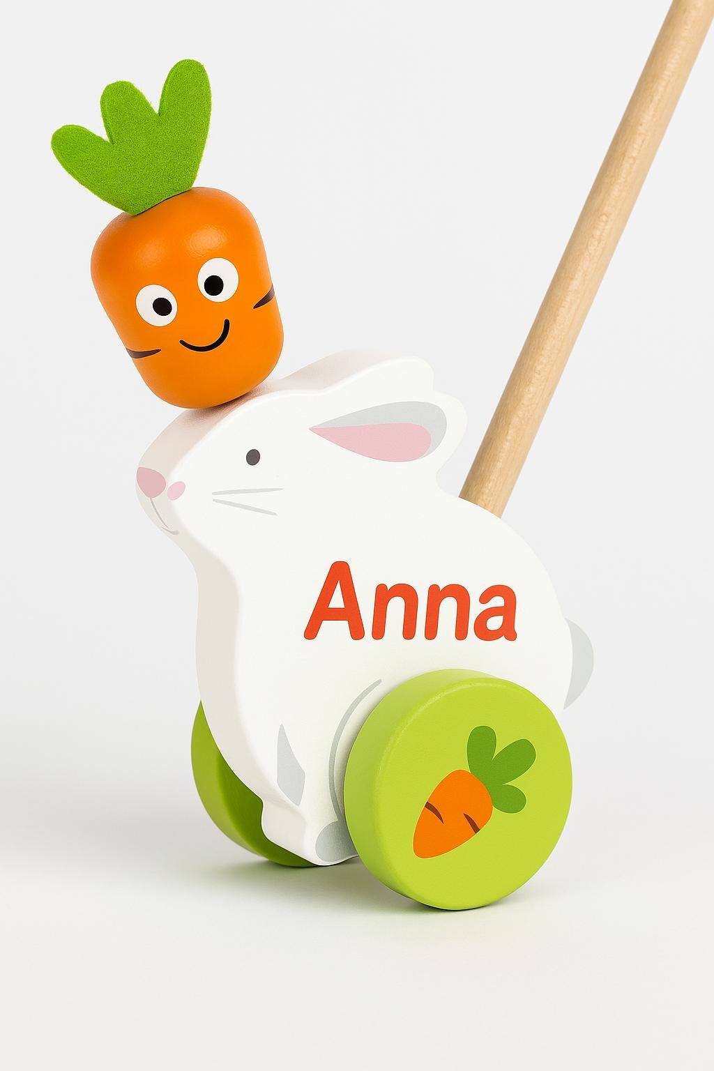 small foot Personalisierbar Schiebe - Osterhase mit Dreh - Möhre – Holzspielzeug ab 18 Monaten - Spielwaren - Personalisiert