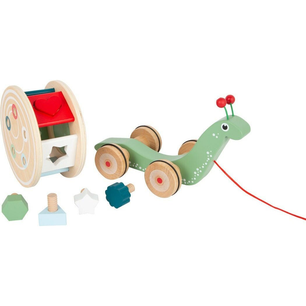 small foot Personalisiert Nachzieh Super Schnecke aus Holz mit Bauklötzen Kinderspielzeug ab 1 Jahre - Spielwaren - Personalisiert