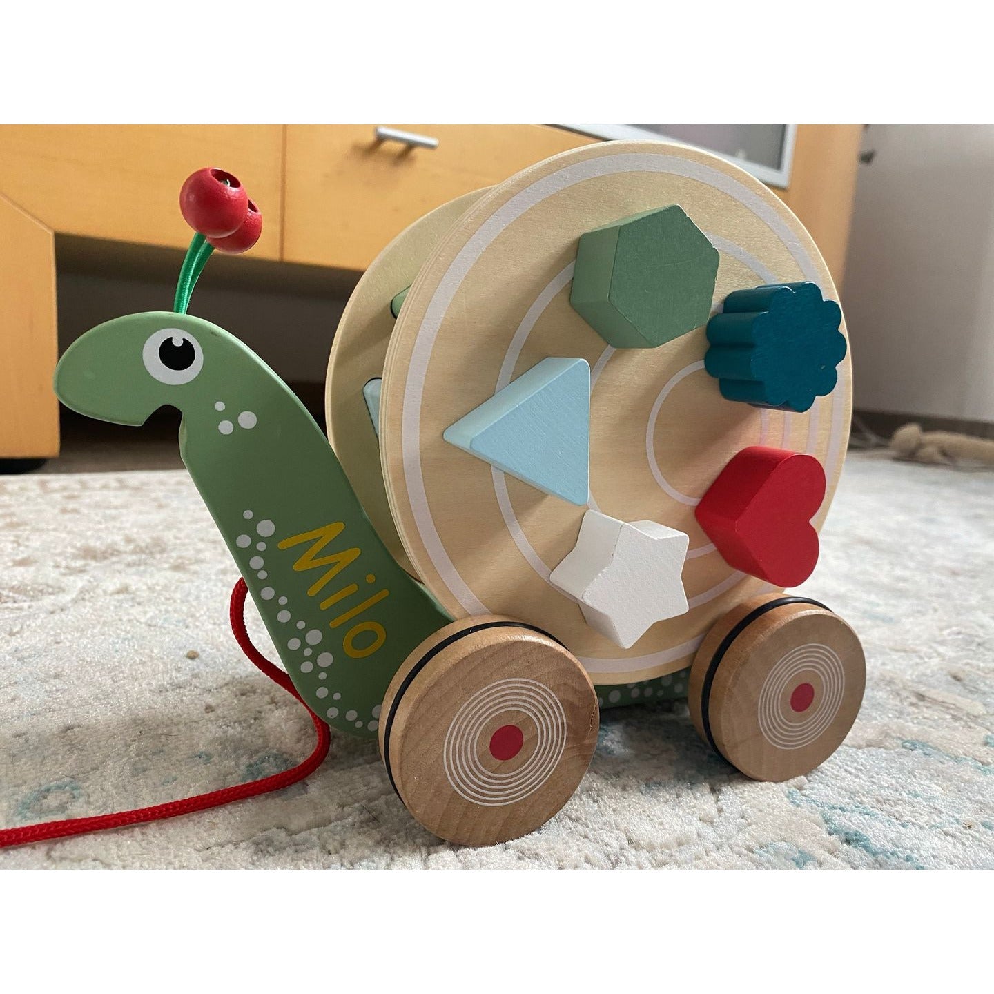 small foot Personalisiert Nachzieh Super Schnecke aus Holz mit Bauklötzen Kinderspielzeug ab 1 Jahre - Spielwaren - Personalisiert