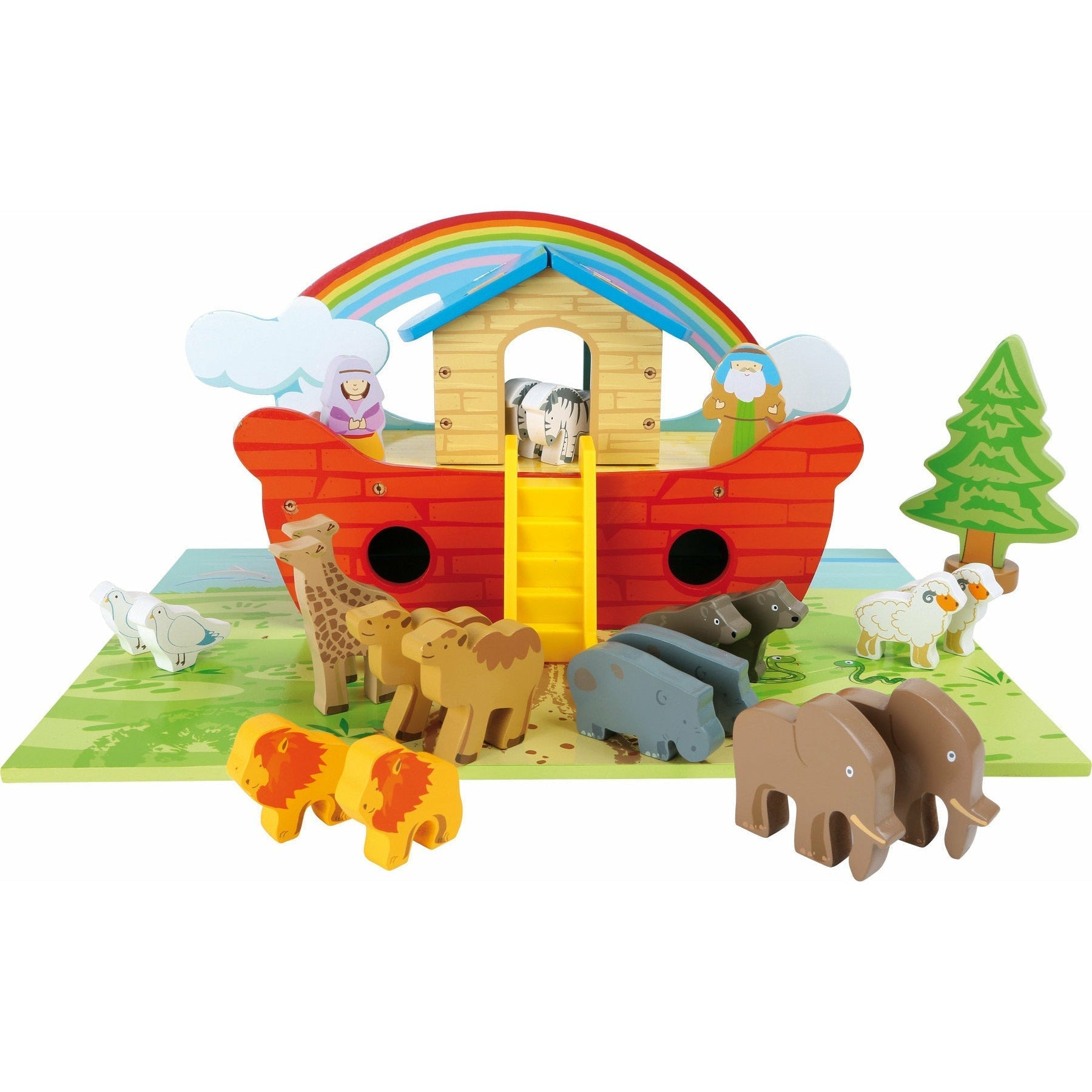 Spielset Arche Noah PERSONALISIERT aus Holz, Taufgeschenk Schiff Spielzeug, Tier Welt, Holzspielzeug 20 Teiliges Set ab 3 Jahren small foot - Spielwaren - Personalisiert