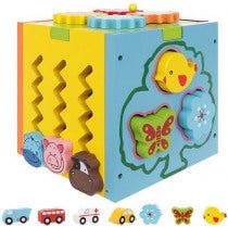 Stabiler Motorikwürfel aus Holz mit fünf bespielbaren Flächen ab 12 Monaten Holzspielzeug Kinderspielzeug - Spielwaren - Personalisiert